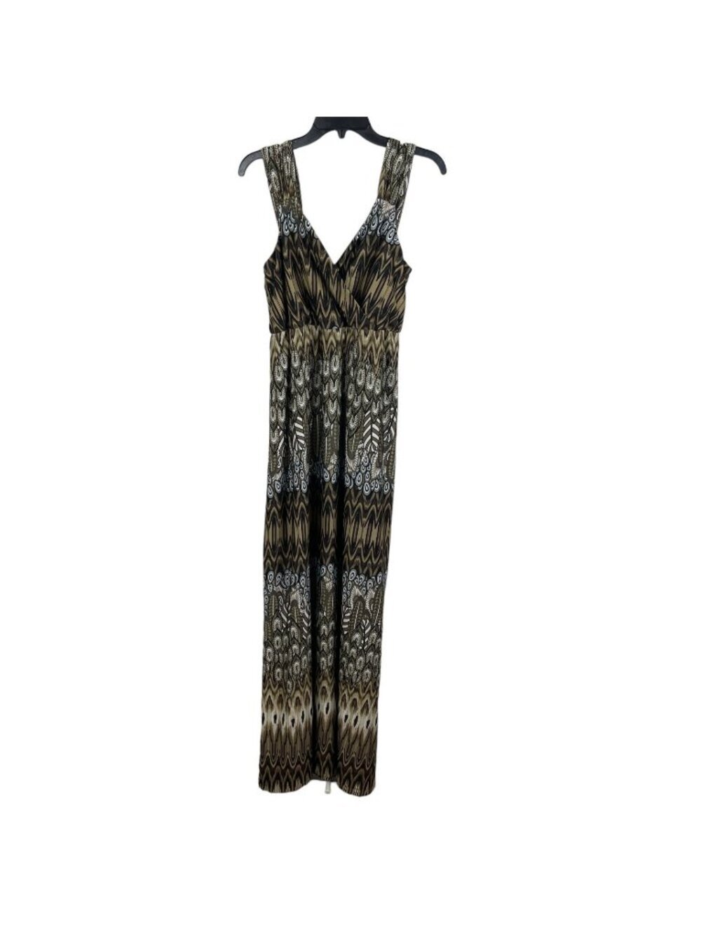 New Directions Women Sleeveless Maxi Dress V-Neck Abstract Print Size L